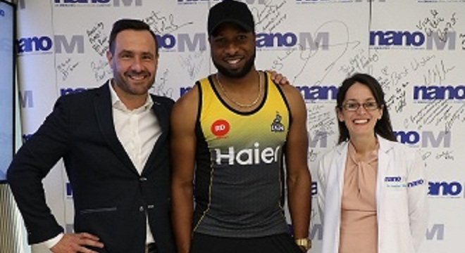 Ace cricketer Kieron Pollard visits the futuristic nanoM sports clinic in the UAE during PSL 2019