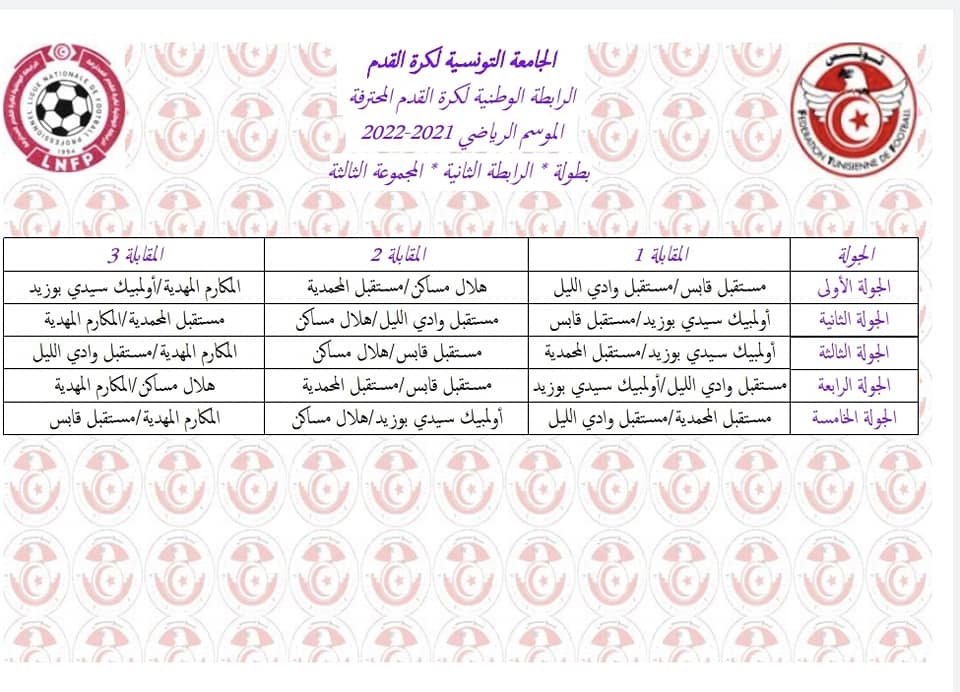 Calendrier de la saison 20212022 en ligue 2 Tunisie Tribune