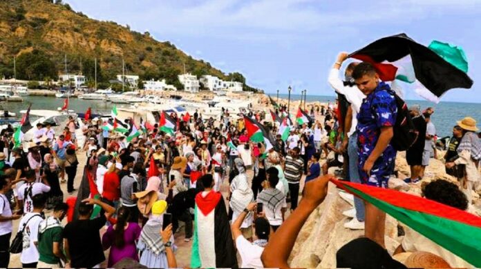 Accueil de l’arrivée à Sidi Bou Saïd des premiers navires de la flottille Résilience « Soumoud »