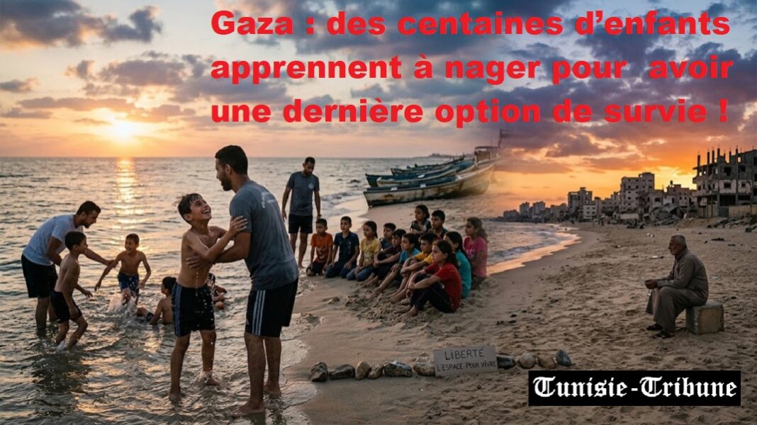 Gaza-des centaines d’enfants apprennent à nager pour avoir une dernière option de survie