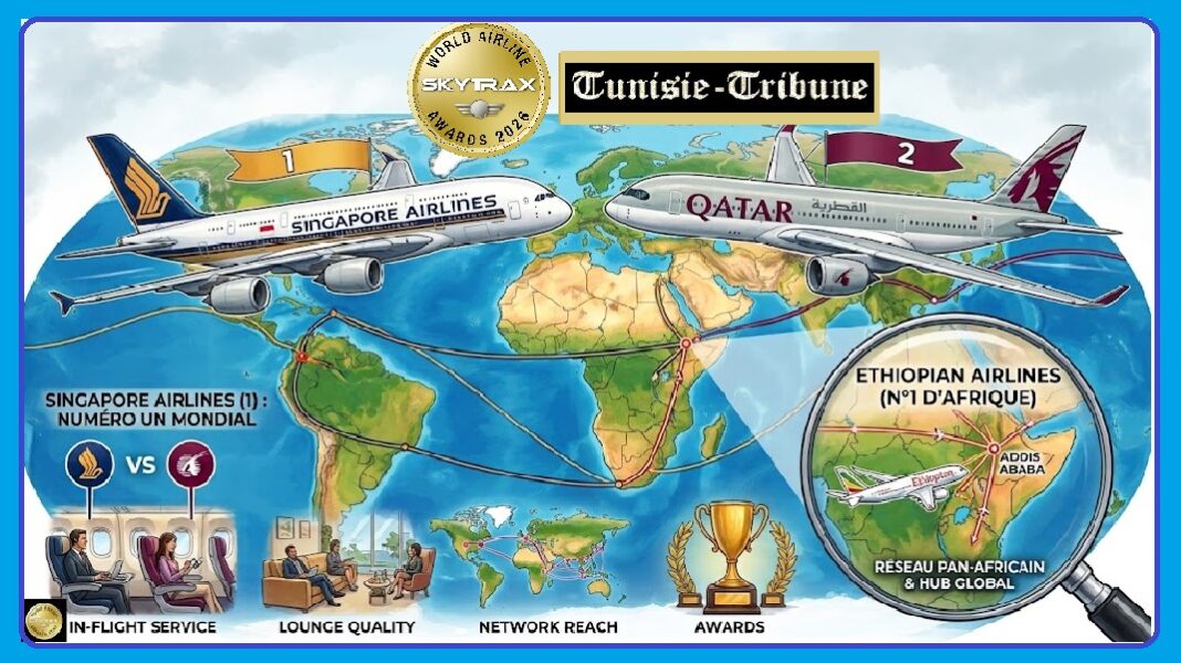 skytrax-world-airline-awards-2026-Tunisie-Tribune-singapore-airlines-detrone-qatar-airways-turkish-airlines-et-air-france-au-sommet-europeen-ethiopian-regne-sur-lafrique-et-tunisair-a-la-peine