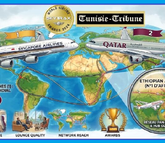 Skytrax World Airline Awards 2026 : Singapore Airlines détrône Qatar Airways, Turkish Airlines et Air France au sommet européen, Ethiopian règne sur l’Afrique et Tunisair à la peine